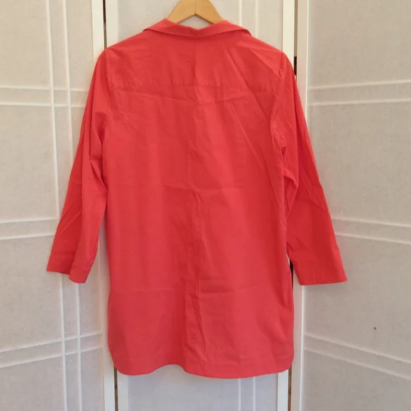 Lafayette 148 New York Hot Pink Button Down Tunic Shirt - Picture 4 of 10